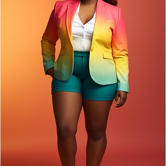 🆕 Xpluswear Multi-Color Ombré Short Suit 18/20 (2X) - Picture 3 of 4